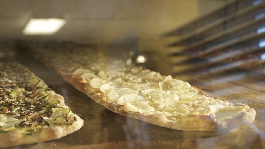 Pizza in the oven early morning